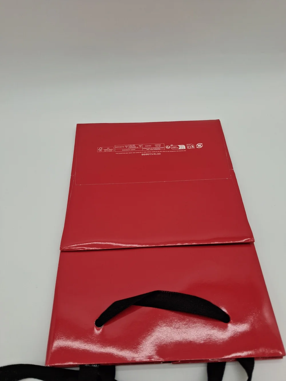 BOTTEGA VENETA Red Luxury Shopping Gift Bag Black Handles Designer Packaging